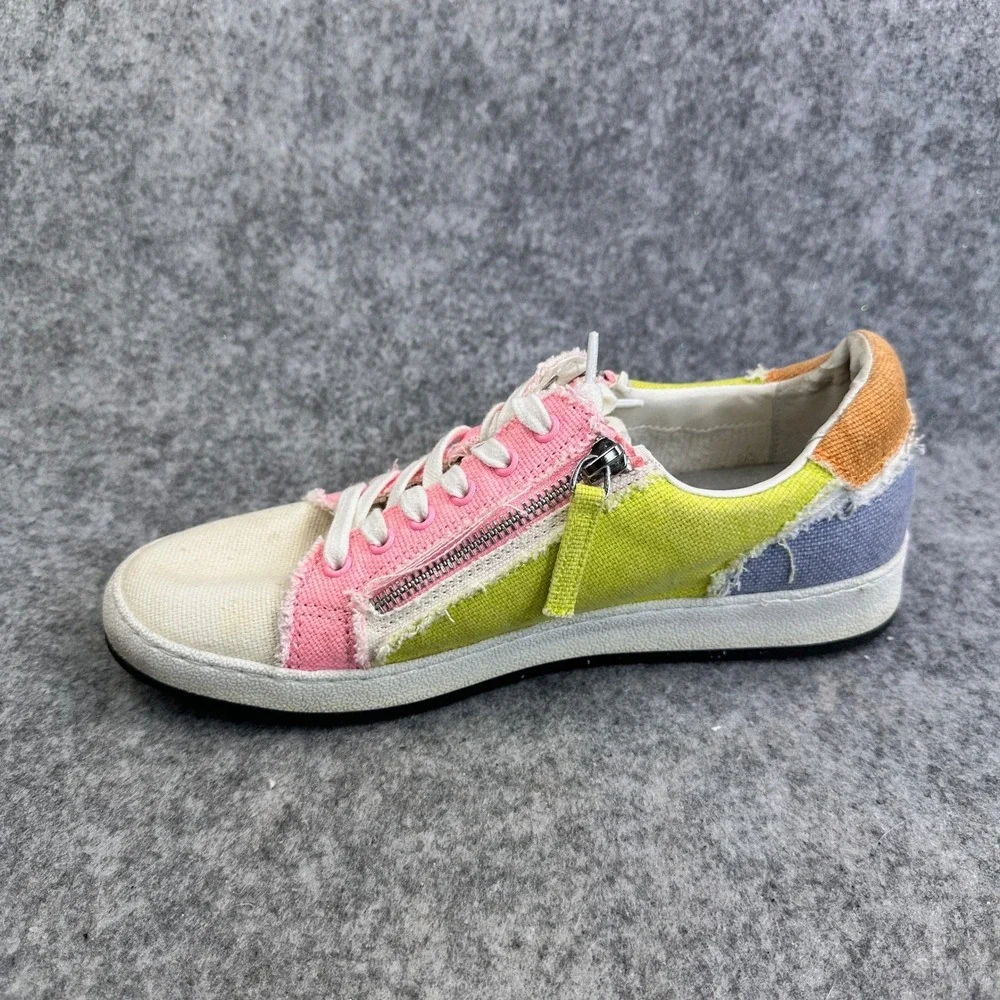 Dolce Vita Miya Womens Size 8 Sneakers Multicolor Canvas Side Zip Lace Up Shoes